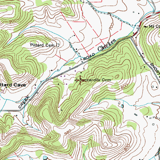 Topographic Map of Zuccarella Cemetery, TN