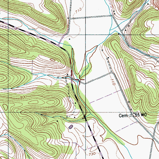 Topographic Map of Zucarello Branch, TN
