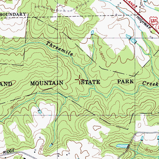 Topographic Map of Cumberland Mountain State Park, TN