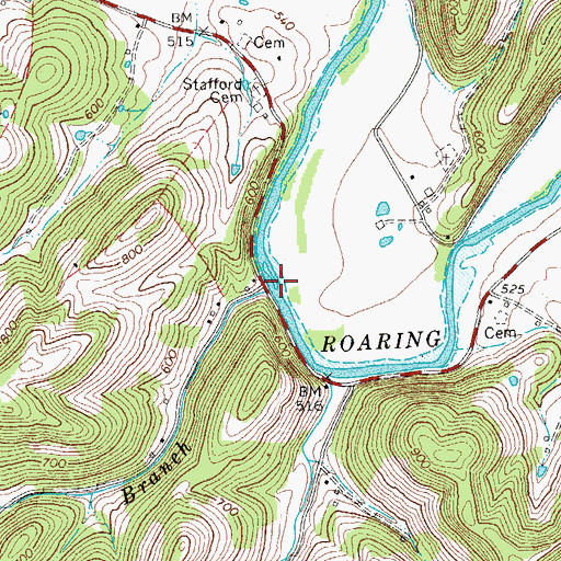 Topographic Map of Aaron Branch, TN