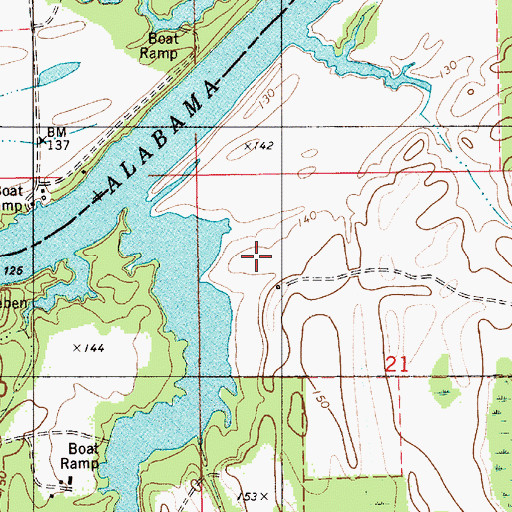 Topographic Map of The Narrows Lake, AL