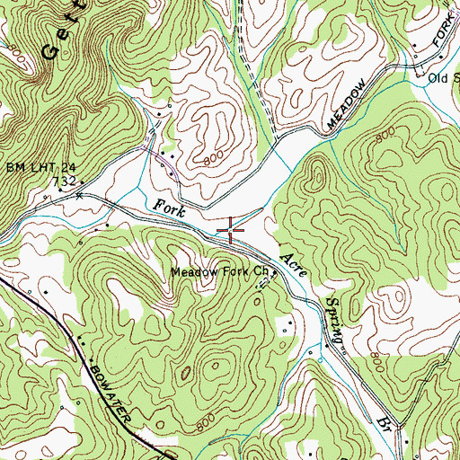 Topographic Map of Acre Spring Branch, TN