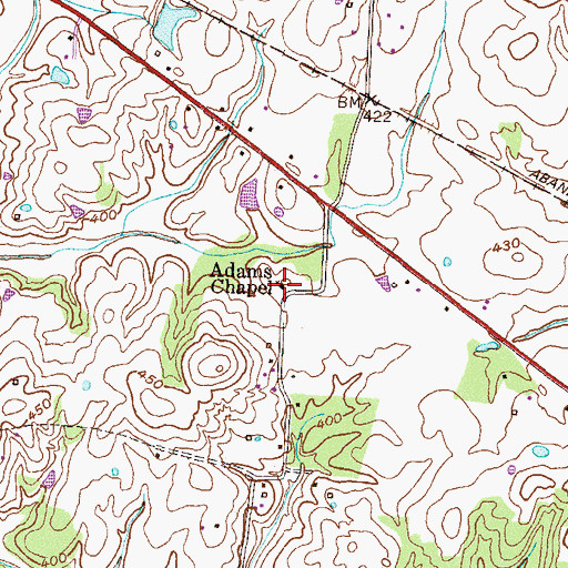Topographic Map of Adams Chapel, TN
