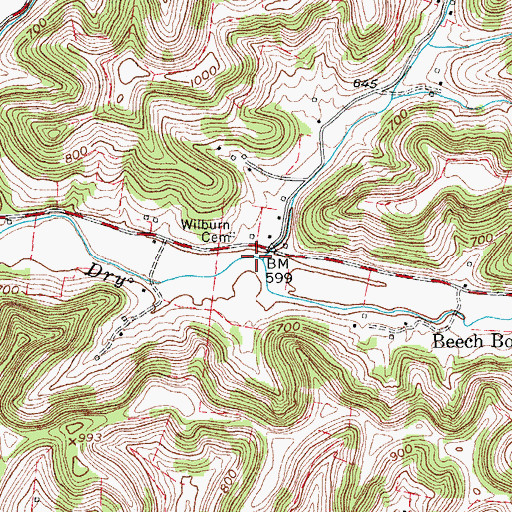 Topographic Map of Adamson Hollow, TN