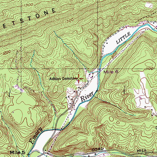 Topographic Map of Adkins Cemetery, TN