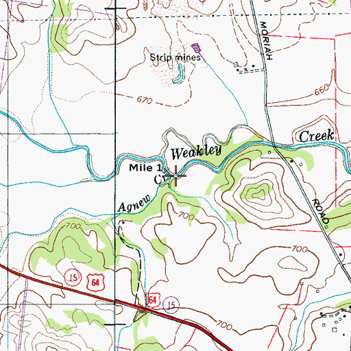 Topographic Map of Agnew Creek, TN