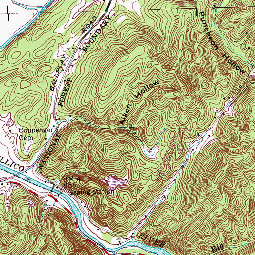 Topographic Map of Aiken Hollow, TN