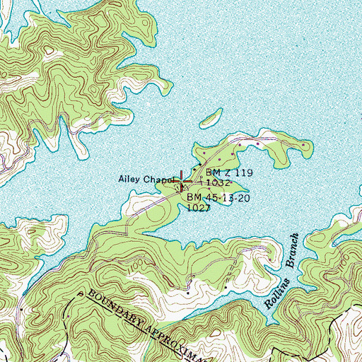 Topographic Map of Ailey Chapel, TN