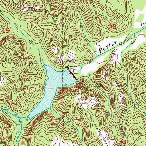 Topographic Map of Porter Branch Lake Dam, AL