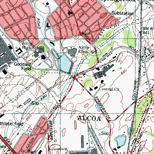 Topographic Map of Alcoa, TN