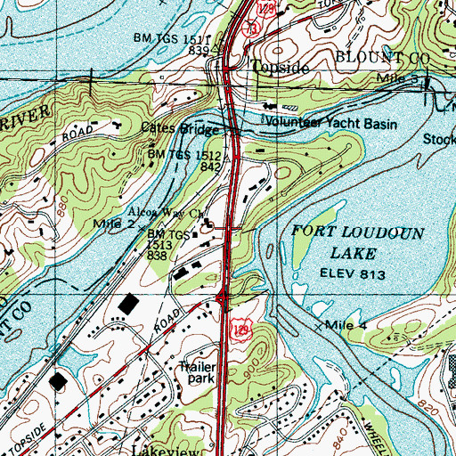 Topographic Map of Alcoa Way Baptist Church, TN