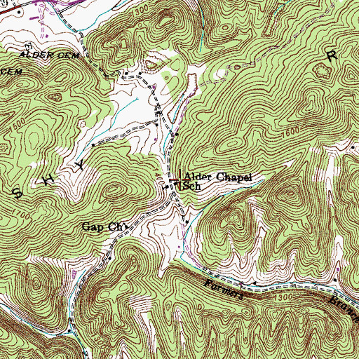 Topographic Map of Alder Chapel School, TN