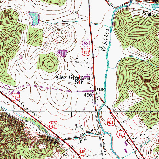 Topographic Map of Alex Green Elementary School, TN