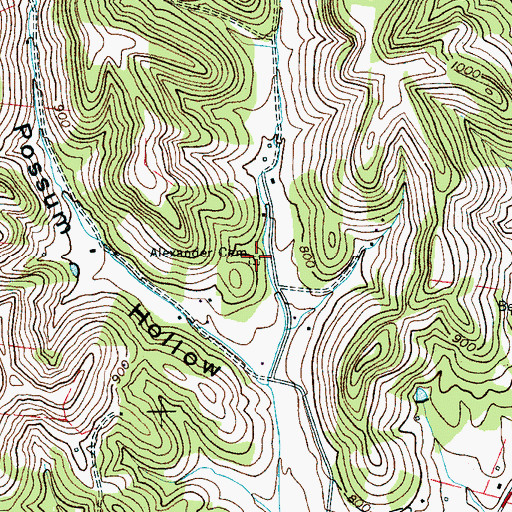 Topographic Map of Alexander Cemetery, TN