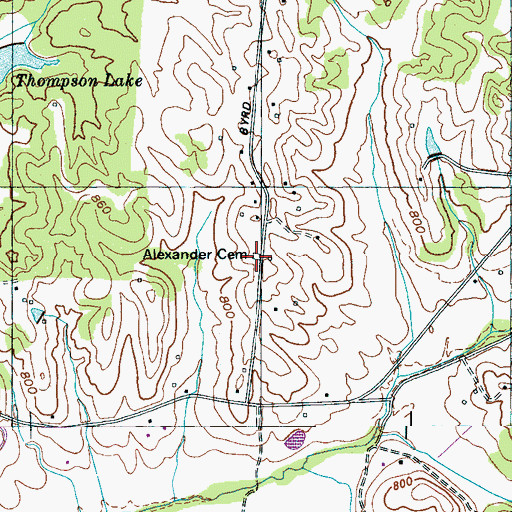 Topographic Map of Alexander Cemetery, TN