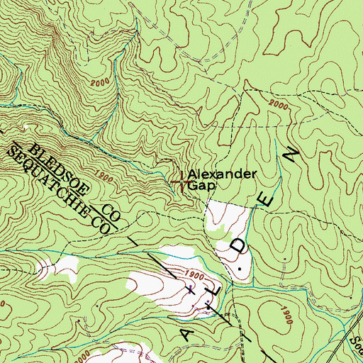 Topographic Map of Alexander Gap, TN