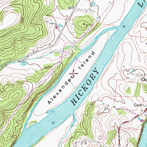 Topographic Map of Alexander Island, TN