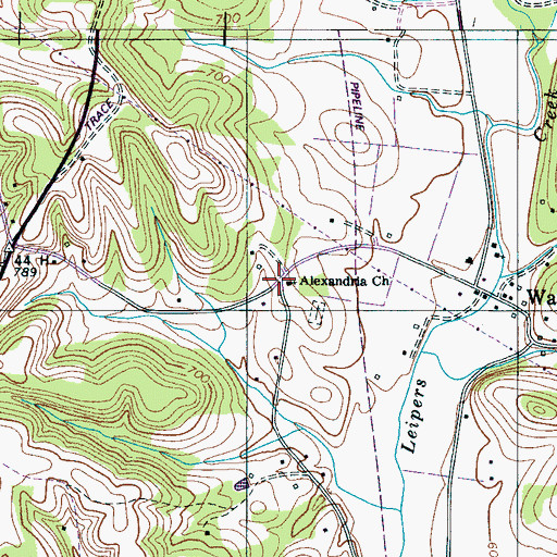 Topographic Map of Alexandria Church, TN