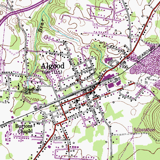 Topographic Map of Algood, TN
