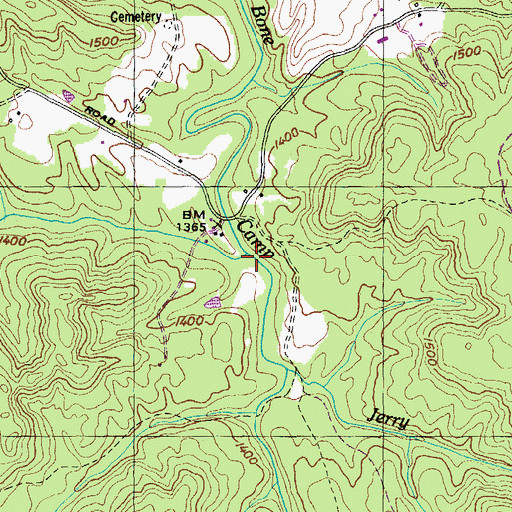 Topographic Map of Alice Creek, TN