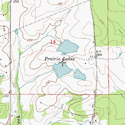 Topographic Map of Prairie Lake Dam Number Two, AL