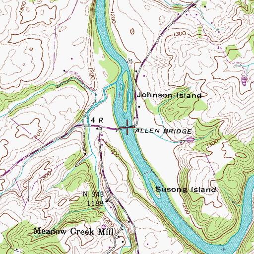 Topographic Map of Allen Bridge, TN