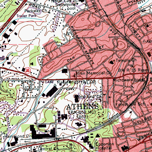 Topographic Map of Allen Memorial Church, TN