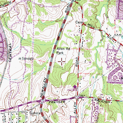 Topographic Map of Allen Road Park, TN
