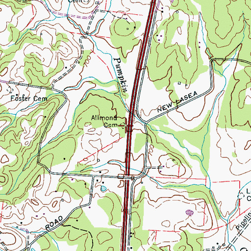 Topographic Map of Allmond Cemetery, TN