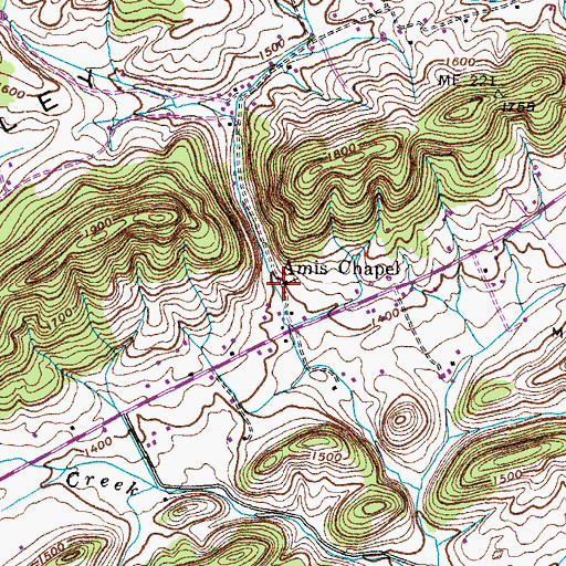 Topographic Map of Amis Chapel, TN