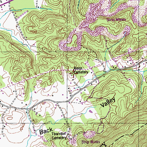 Topographic Map of Amos Cemetery, TN