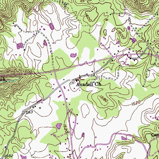 Topographic Map of Anadell Church, TN