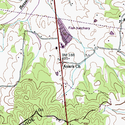 Topographic Map of Anark Church, TN