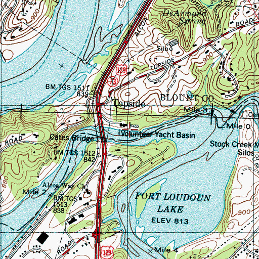 Topographic Map of Volunteer Yacht Basin, TN