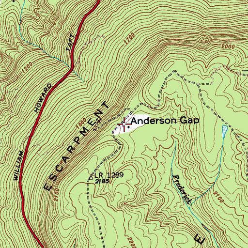 Topographic Map of Anderson Gap, TN