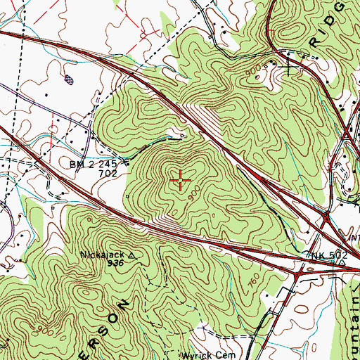 Topographic Map of Anderson Ridge, TN