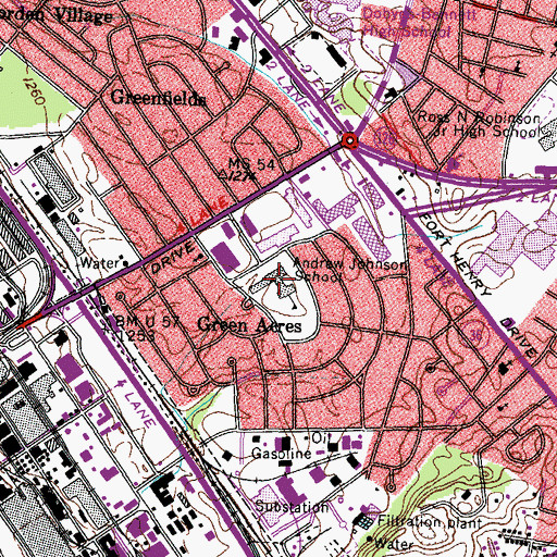 Topographic Map of Andrew Johnson School, TN