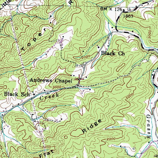 Topographic Map of Andrews Chapel, TN