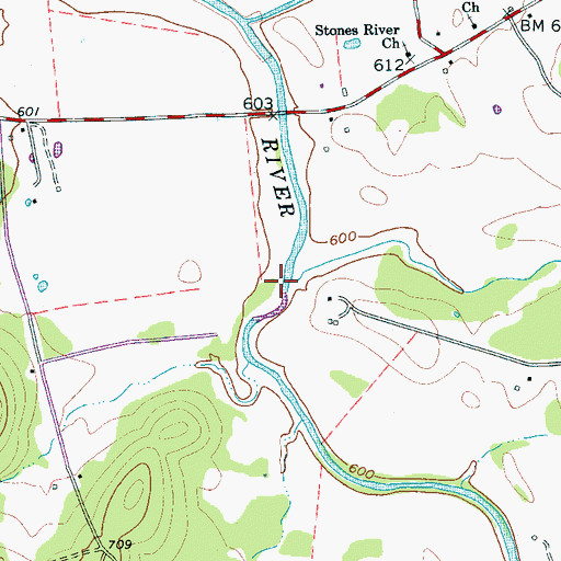 Topographic Map of Andrews Creek, TN