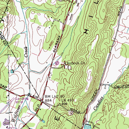 Topographic Map of Antioch Baptist Church, TN