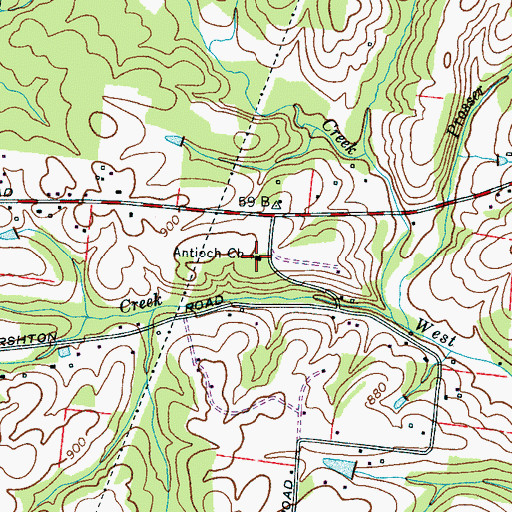 Topographic Map of Antioch Church, TN