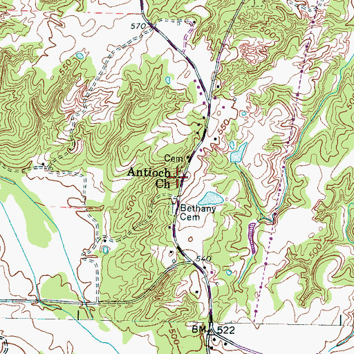 Topographic Map of Antioch Missionary Baptist Church, TN