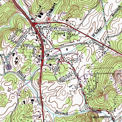 Topographic Map of Antioch Baptist Church, TN