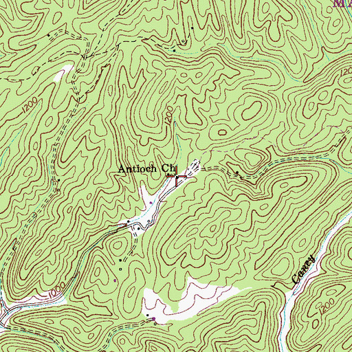 Topographic Map of Antioch Baptist Church, TN