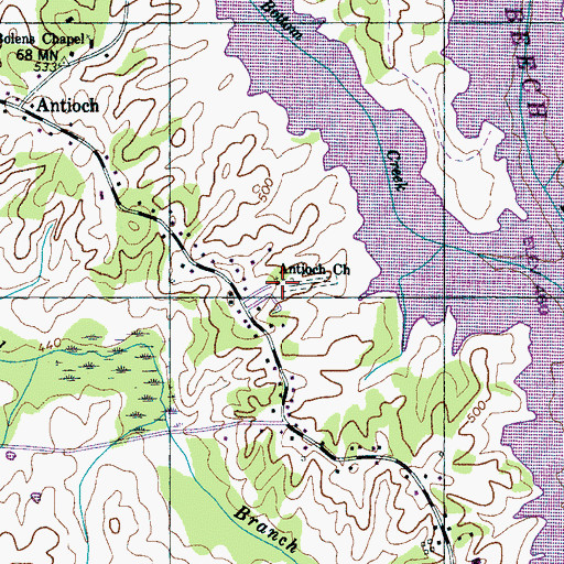 Topographic Map of Antioch Primitive Baptist Church, TN