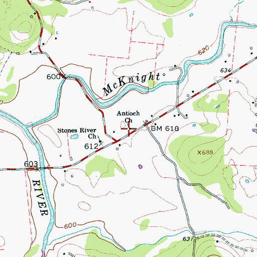 Topographic Map of Antioch Church, TN
