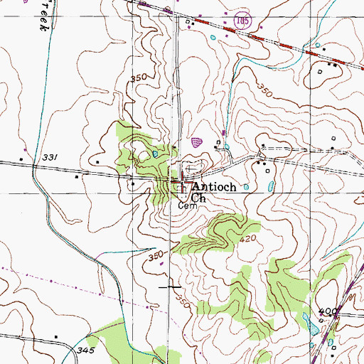 Topographic Map of Antioch Church, TN