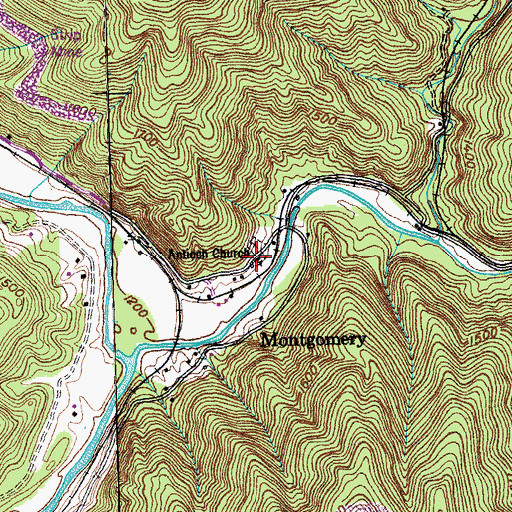 Topographic Map of Antioch Baptist Church, TN