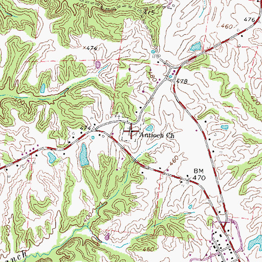 Topographic Map of Antioch Baptist Church, TN