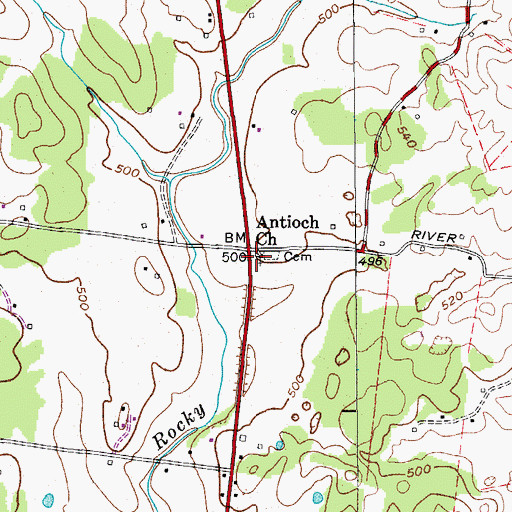 Topographic Map of Antioch Church, TN